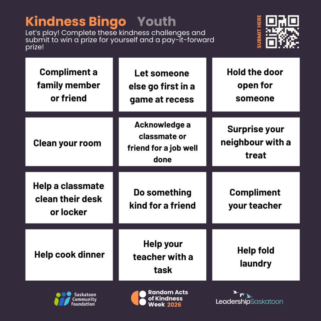 Youth bingo card